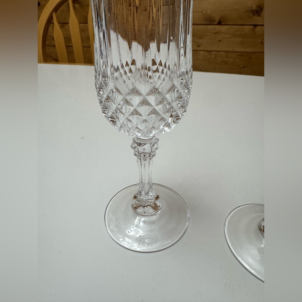 Set of 2 Cristal d'Arques Longchamp Champagne Flutes bridal gift luxe crystal - Picture 2 of 3